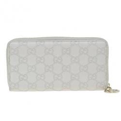 Pre Owned Gucci Beige Guccissima Leather Long Zippy Wallet