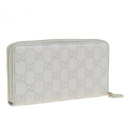 Pre Owned Gucci Beige Guccissima Leather Long Zippy Wallet