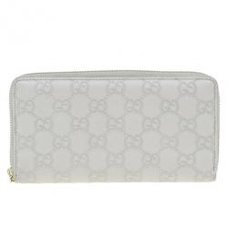 Pre Owned Gucci Beige Guccissima Leather Long Zippy Wallet