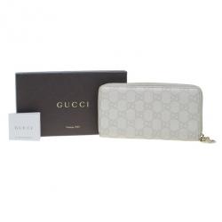Pre Owned Gucci Beige Guccissima Leather Long Zippy Wallet