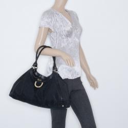 Pre Owned Gucci Black Canvas D-ring Hobo 