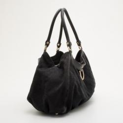 Pre Owned Gucci Black Canvas D-ring Hobo 