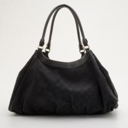 Pre Owned Gucci Black Canvas D-ring Hobo 