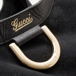 Pre Owned Gucci Black Canvas D-ring Hobo 