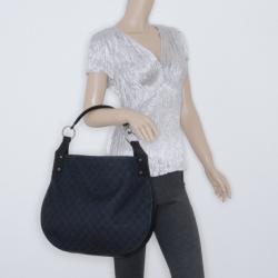 مملوكة مسبقًا Gucci Black G Details Buckle Denim Canvas Medium Hobo