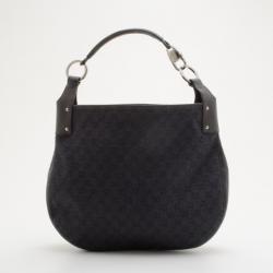 مملوكة مسبقًا Gucci Black G Details Buckle Denim Canvas Medium Hobo