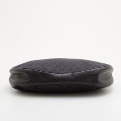 مملوكة مسبقًا Gucci Black G Details Buckle Denim Canvas Medium Hobo