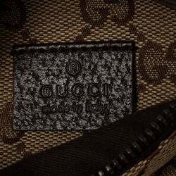 Pre Owned Gucci Brown/Beige GG Canvas and Leather Web Waist Belt Bag