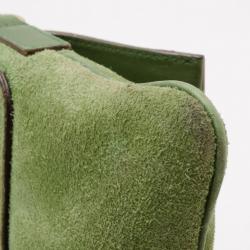 Pre Owned Gucci Monogram GG and Green Suede Pochette