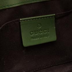 Pre Owned Gucci Monogram GG and Green Suede Pochette