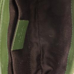 Pre Owned Gucci Monogram GG and Green Suede Pochette