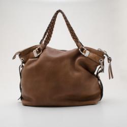 مملوكة مسبقًا Gucci Brown Leather Braided Handle Tassel Tote