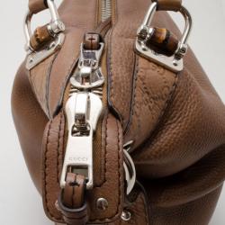 مملوكة مسبقًا Gucci Brown Leather Braided Handle Tassel Tote