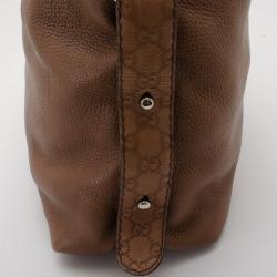 مملوكة مسبقًا Gucci Brown Leather Braided Handle Tassel Tote