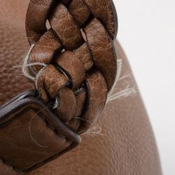 مملوكة مسبقًا Gucci Brown Leather Braided Handle Tassel Tote