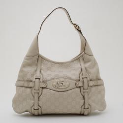 مملوكة مسبقًا Gucci Cream Guccissima 85th Anniversary Hobo