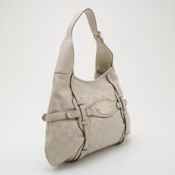 مملوكة مسبقًا Gucci Cream Guccissima 85th Anniversary Hobo