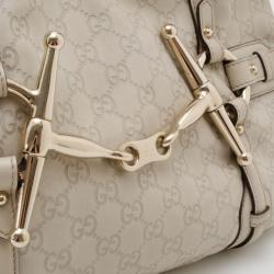 مملوكة مسبقًا Gucci Cream Guccissima 85th Anniversary Hobo