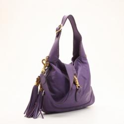 مملوكة مسبقًا Gucci Purple Whipstitch Leather New Jackie Hobo