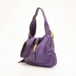 مملوكة مسبقًا Gucci Purple Whipstitch Leather New Jackie Hobo