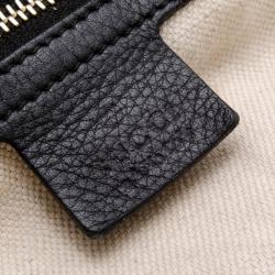 Pre Owned Gucci Black Leather Red Green Stripe Hobo