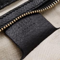 Pre Owned Gucci Black Leather Red Green Stripe Hobo