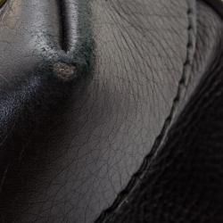 Pre Owned Gucci Black Leather Red Green Stripe Hobo