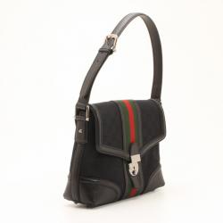Pre Owned Gucci Black Monogram GG Treasure Shoulder Bag