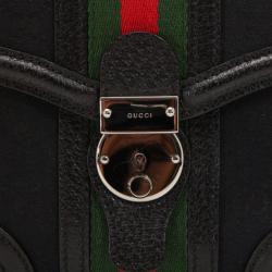 Pre Owned Gucci Black Monogram GG Treasure Shoulder Bag