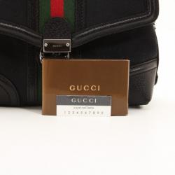 Pre Owned Gucci Black Monogram GG Treasure Shoulder Bag