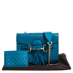 مملوكة مسبقًا Gucci Blue Microguccissima Leather Mini Emily Chain Shoulder Bag