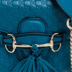 مملوكة مسبقًا Gucci Blue Microguccissima Leather Mini Emily Chain Shoulder Bag