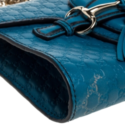 مملوكة مسبقًا Gucci Blue Microguccissima Leather Mini Emily Chain Shoulder Bag