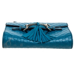 مملوكة مسبقًا Gucci Blue Microguccissima Leather Mini Emily Chain Shoulder Bag