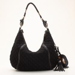 Pre Owned Gucci Techno Medium Hobo With Tassel With Bamboo Detail