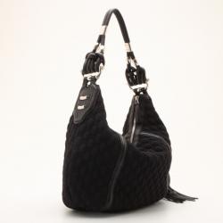 Pre Owned Gucci Techno Medium Hobo With Tassel With Bamboo Detail