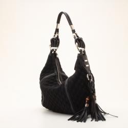 Pre Owned Gucci Techno Medium Hobo With Tassel With Bamboo Detail