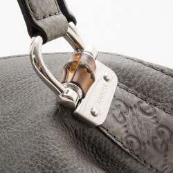 Pre Owned Gucci Grey Braided Handle Guccissima Trim Bag