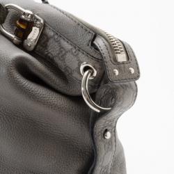 Pre Owned Gucci Grey Braided Handle Guccissima Trim Bag