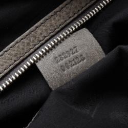 Pre Owned Gucci Grey Braided Handle Guccissima Trim Bag