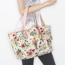 مملوكة مسبقًا Gucci 'Flora' Beige Trim Tote