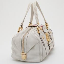 Pre Owned Gucci White Leather Aviatrix Medium Boston