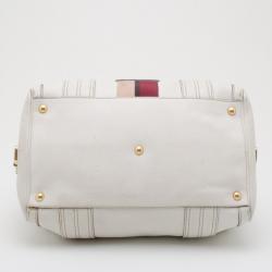 Pre Owned Gucci White Leather Aviatrix Medium Boston