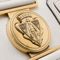 Pre Owned Gucci White Leather Aviatrix Medium Boston