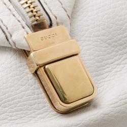 Pre Owned Gucci White Leather Aviatrix Medium Boston