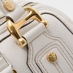 Pre Owned Gucci White Leather Aviatrix Medium Boston