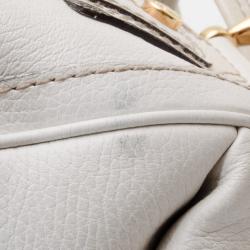 Pre Owned Gucci White Leather Aviatrix Medium Boston