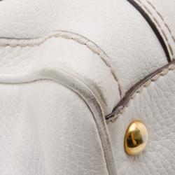 Pre Owned Gucci White Leather Aviatrix Medium Boston