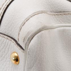 Pre Owned Gucci White Leather Aviatrix Medium Boston