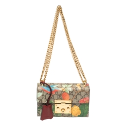 Gucci Multicolor Tian GG Supreme Canvas and Leather Small Padlock Shoulder  Bag Gucci